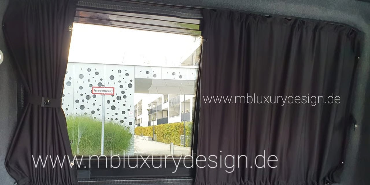 VW T5 / T6 doppellagig Gardinen Set 6 Fenster mit Flügeltüren - MB Luxury Design