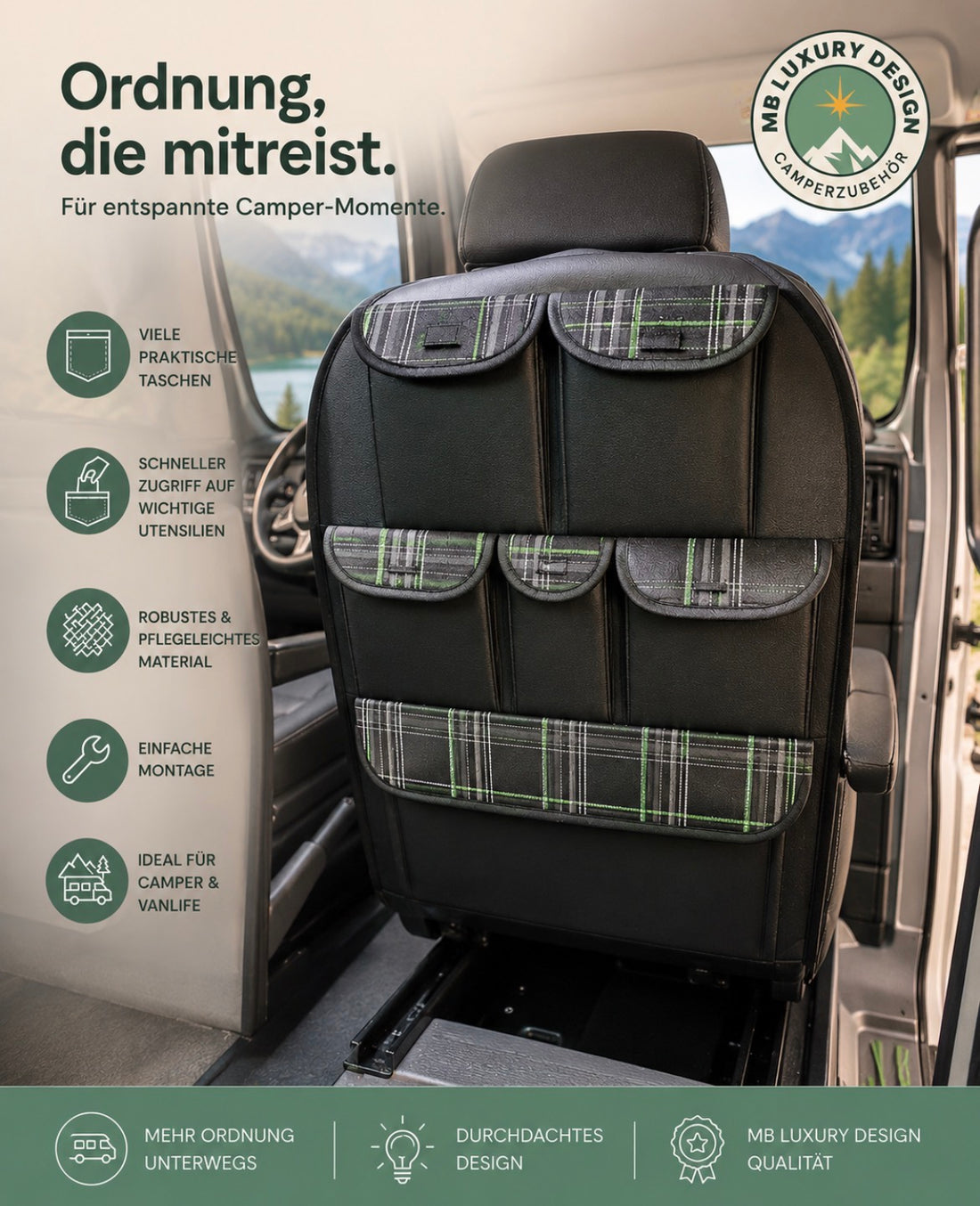 Autositz Organizer – Rücksitztasche für alle Fahrzeuge - MB Luxury Design