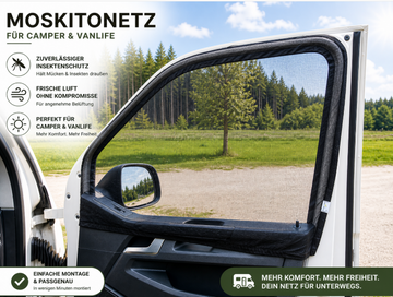 Moskitonetz Fahrerhaus passend für VW T5 T6 T6.1 (2003-heute) – Fahrerfenster & Beifahrerfenster - MB Luxury Design
