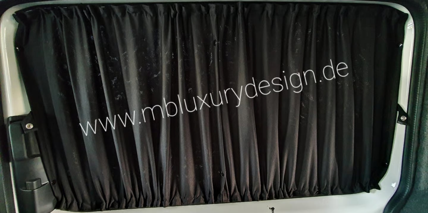 VW T5 / T6 / T6.1 Gardinen Set doppellagig – Seitenfenster 3. Reihe + Heckklappe (2003–heute) - MB Luxury Design
